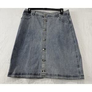 Anna-Kaci Womens Stretch Denim Jean Button Flare Skirt with Side Pocket Size XXL